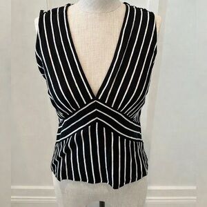 Black and White Striped V-Neck